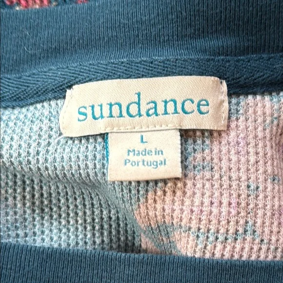 Sundance thermal 100% cotton Floral Long Sleeve Top large - Picture 9 of 10